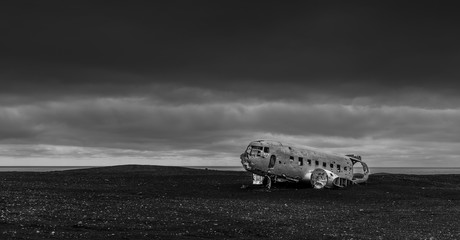 Iceland - DC3 ghost plane - crashed on black sand beach