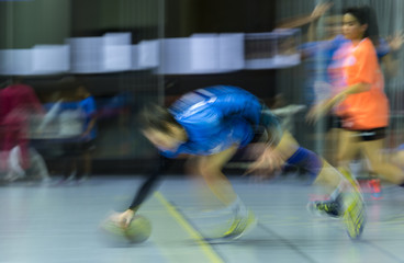 Slow speed dynamic Female Hand ball match