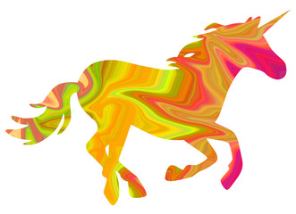 Laufendes, feuriges Einhorn / freigestellt © snyGGG