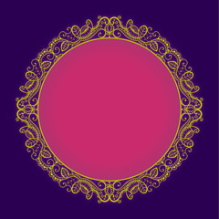 Vector bright circle lace frame whith glow effect.