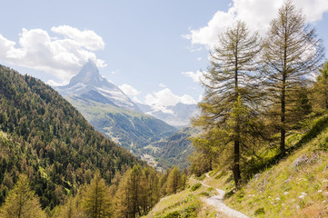 Zermatt, Findeln, Findelbach, Findelschlucht, Wanderweg, Matterhorn, Alpen, Wallis, Walliser Berge, Lärchenwald, Sommer, Schweiz