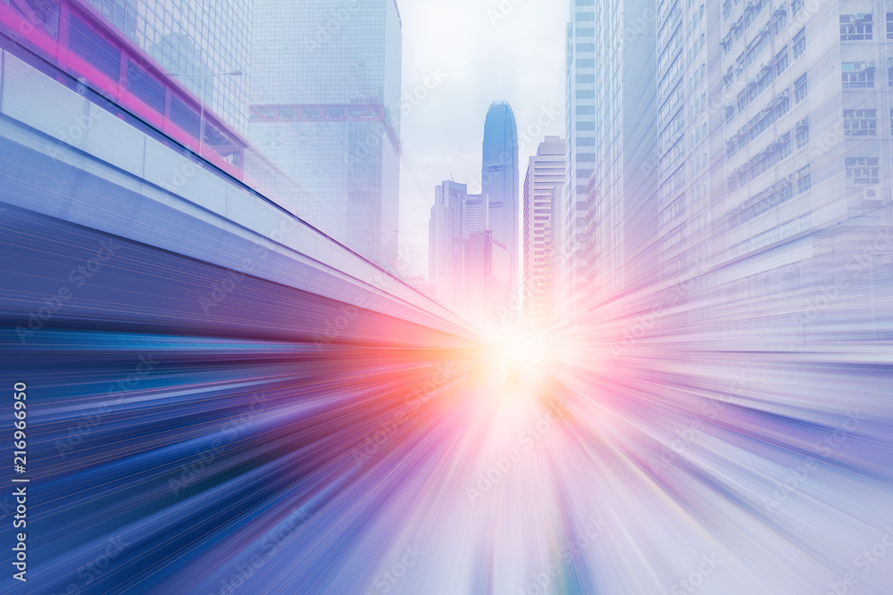 Canvas Prints blur high speed business forward with large capital office building background