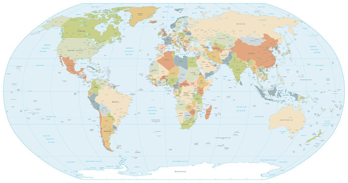 Robinson projection map of the World