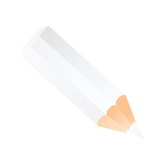 Short small pencil icon realistic style. White colorful pencil