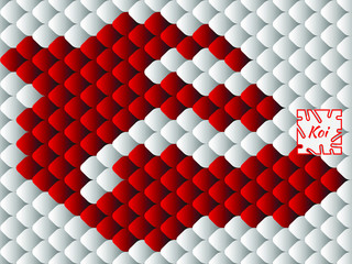 National oriental pattern, multi-colored fish scales of carp Koi. Seamless pattern Koi carp in bright red, white. Vector illustration. © Mila Chern