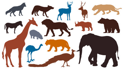 Wild animals silhouette