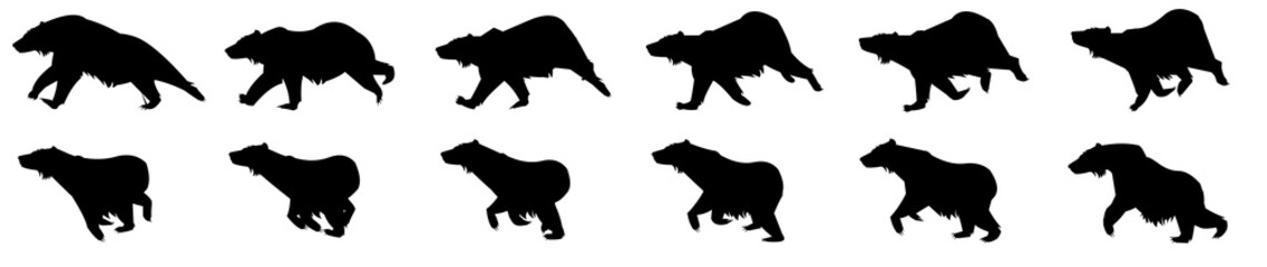 Bear run cycle animation sprites, animation frames