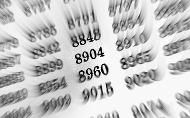 White background with many numbers focus