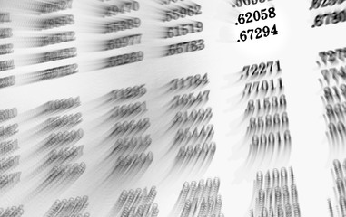 White background with many numbers focus