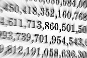 White background with many numbers focus
