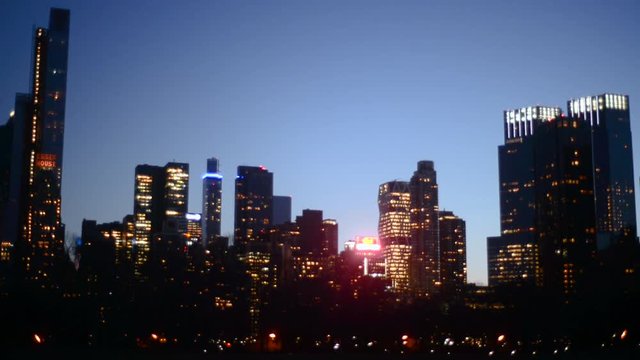 New York City Skyline during dusk.
