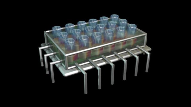 Physiomimetic technology. Organs on a chip. Seamless looping 3d animation