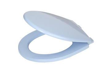 Light blue lid for toilet seat isolated on white background with clipping path