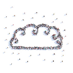 A lot of people form cloud, icon . 3d rendering.