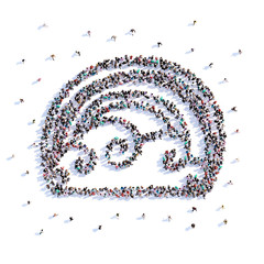 A lot of people form cloud, icon . 3d rendering.