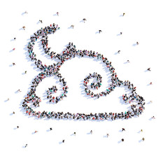 A lot of people form cloud, icon . 3d rendering.