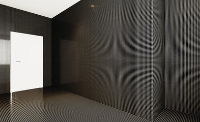 Mosaic Walls. Bathroom interior bathtub. 3D rendering.