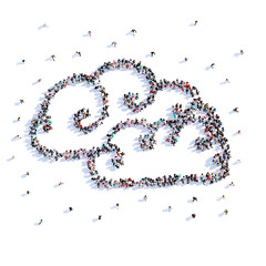 A lot of people form cloud, icon . 3d rendering.