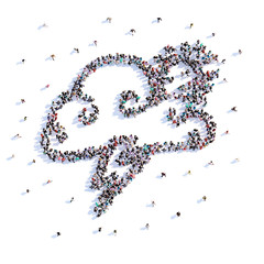 A lot of people form cloud, icon . 3d rendering.