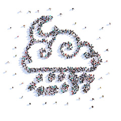 A lot of people form cloud, icon . 3d rendering.