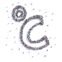 A lot of people form celsius, weather, icon . 3d rendering.