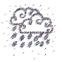 A lot of people form cloud, icon . 3d rendering.