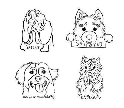 Four Dog Breeds Logo Set