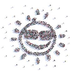 A lot of people form the sun, icon . 3d rendering.