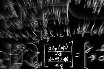 Large number of mathematical formulas focus on a white background