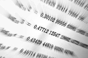 Large number of mathematical formulas focus on a white background