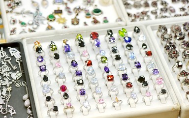 Golden colorful rings 