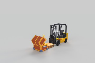 3D rendering, Forklifts and treasure boxes