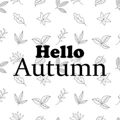 Seamless pattern of autumn leaves. Various veined leaves on white background.