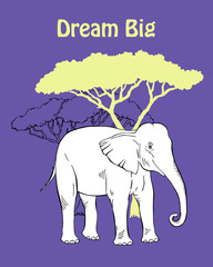 Naklejka premium Quotes Poster with Elephant Savanna Animal