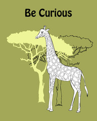  Quotes Poster with Giraffe Savanna Animal