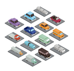 set cars isometrics proy icon vector illustration design
