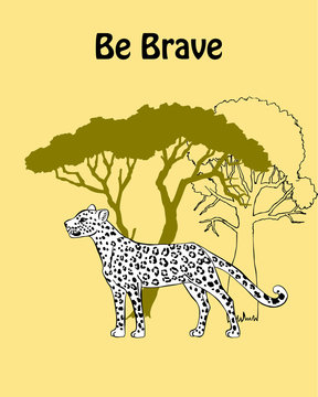  Quotes Poster with Leopard Savanna Animal