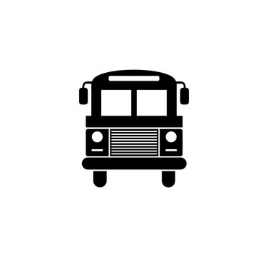 School Bus icon. Simple Flat Vector Illustration sign. Black symbol on white background