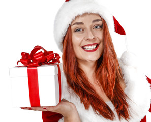 Santa Clause woman and white space 