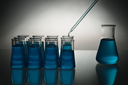 Chemical glassware in laboratory, 2nd September 2018