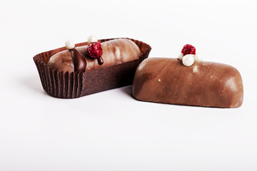 Chocolate candy on white background