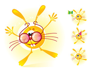 Sunny bunny mascot shining and smiling