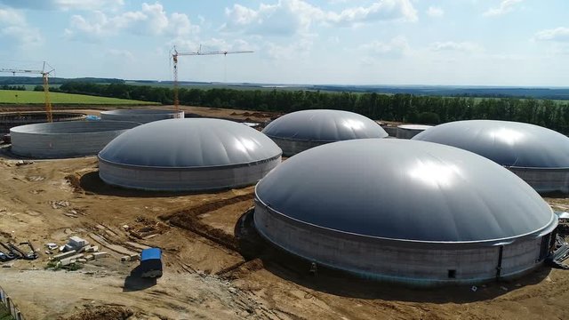 Production of biogas. Biogas plant. Construction of production facilities for processing chicken litter in biogas. Alternative Energy with Bio Technology