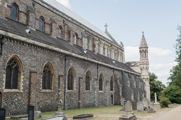Fototapeta na wymiar St Albans Cathedral building exterior