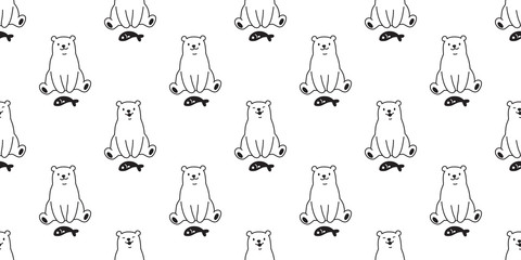 bear seamless pattern vector polar bear fish isolated background wallpaper