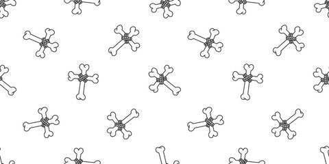 Crossbones seamless pattern Halloween vector christ cross skull pattern bone Ghost tile background scarf isolated repeat wallpaper