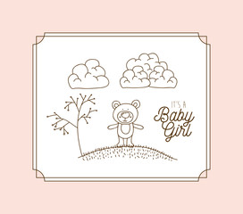 its a girl hand draw invitation card vector illustration design