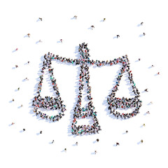 A lot of people form balance, icon . 3d rendering.