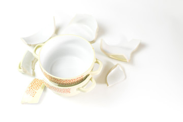 Broken and whole plate on a light background.
