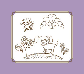 its a girl hand draw invitation card vector illustration design